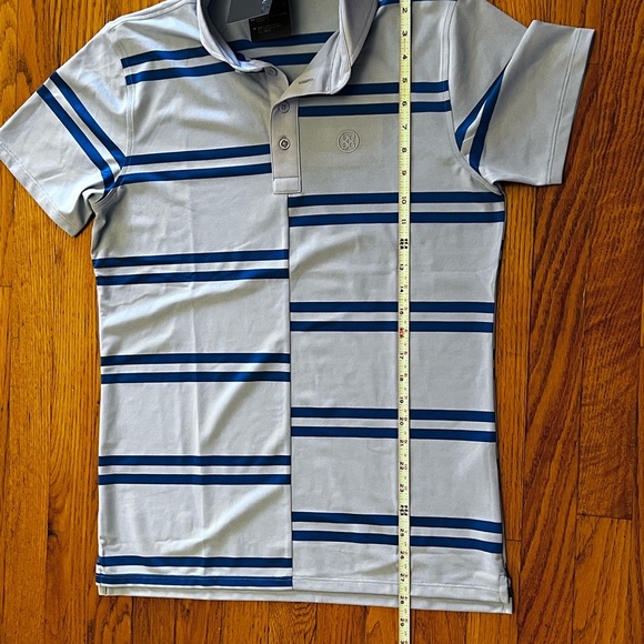 NEW G/FORE Mens Striped Offset Golf Polo Shirt Size Small Blue Short Sleeve - Picture 10 of 10